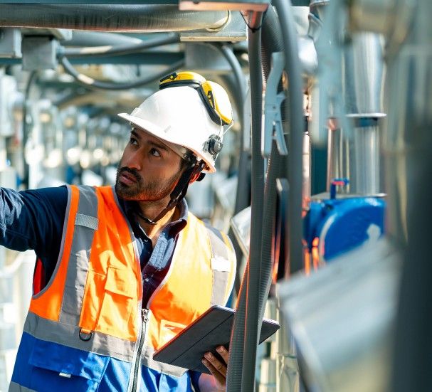 Engineer inspecting equipment